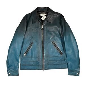 COACH SIZE 38 NWT LEATHER STINGER JACKET IN TURQUOISE OMBRE